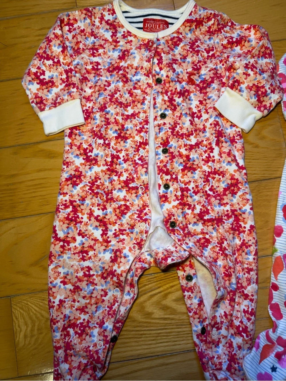 Joules Pink & Multi Floral Baby Sleepsuits
